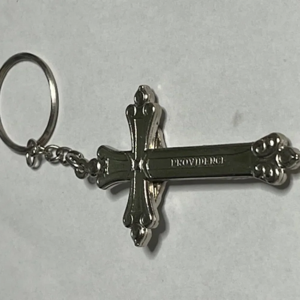 Silver-Toned Metal Jesus Crucifix Cross Keychain Pendant Charm Providence1.5